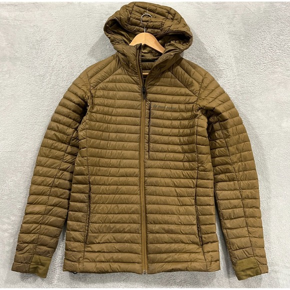 Black Diamond Cold Forge Hoody Mens Small Brown Goose Down Puffer Jacket READ